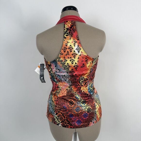 XOXO Top Ruffle Front  Womens Small Multi Colorful Satin Y2K Fairy Whimsical - Picture 6 of 13